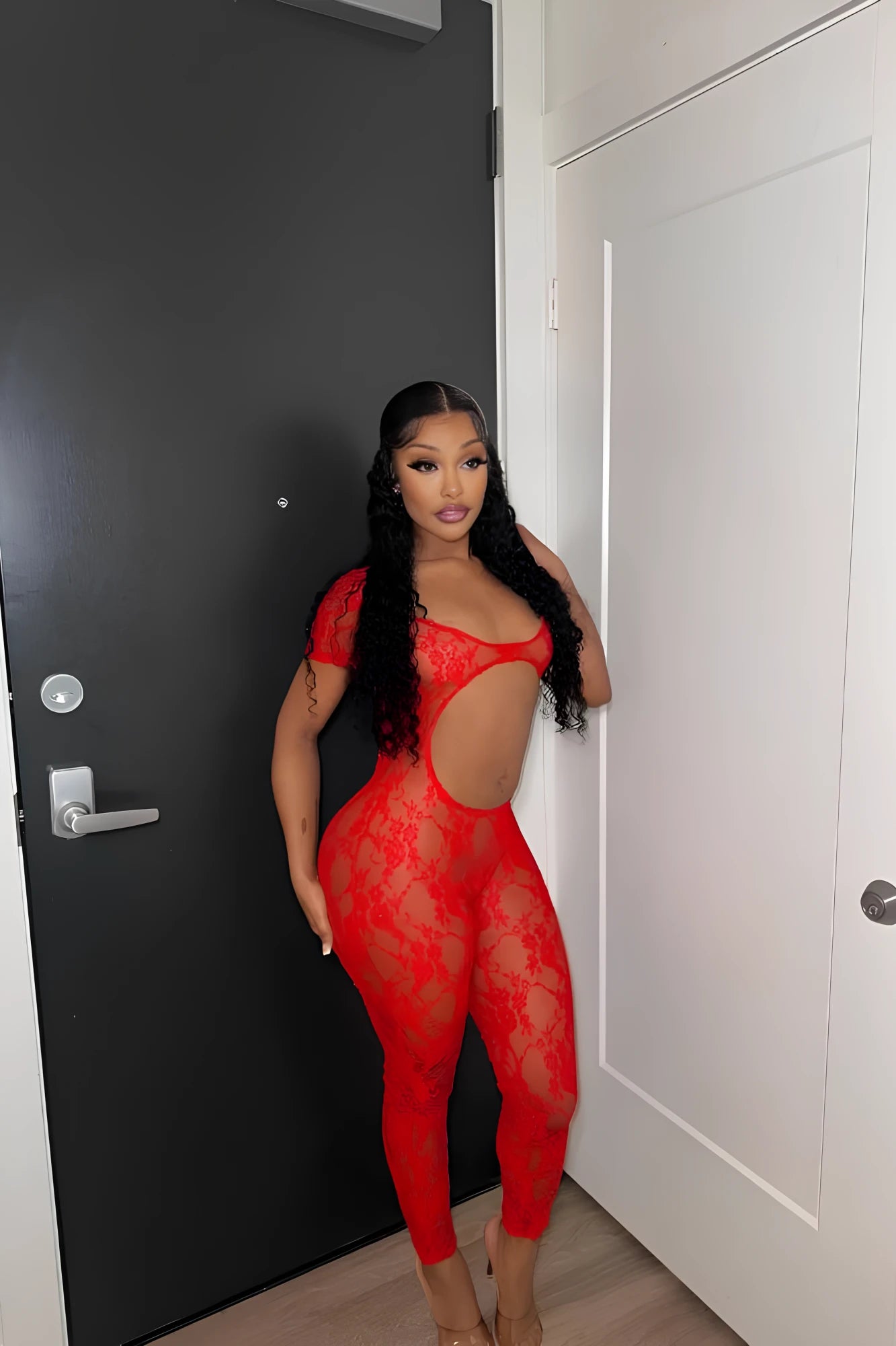 Red Lace Seduction Bodysuit