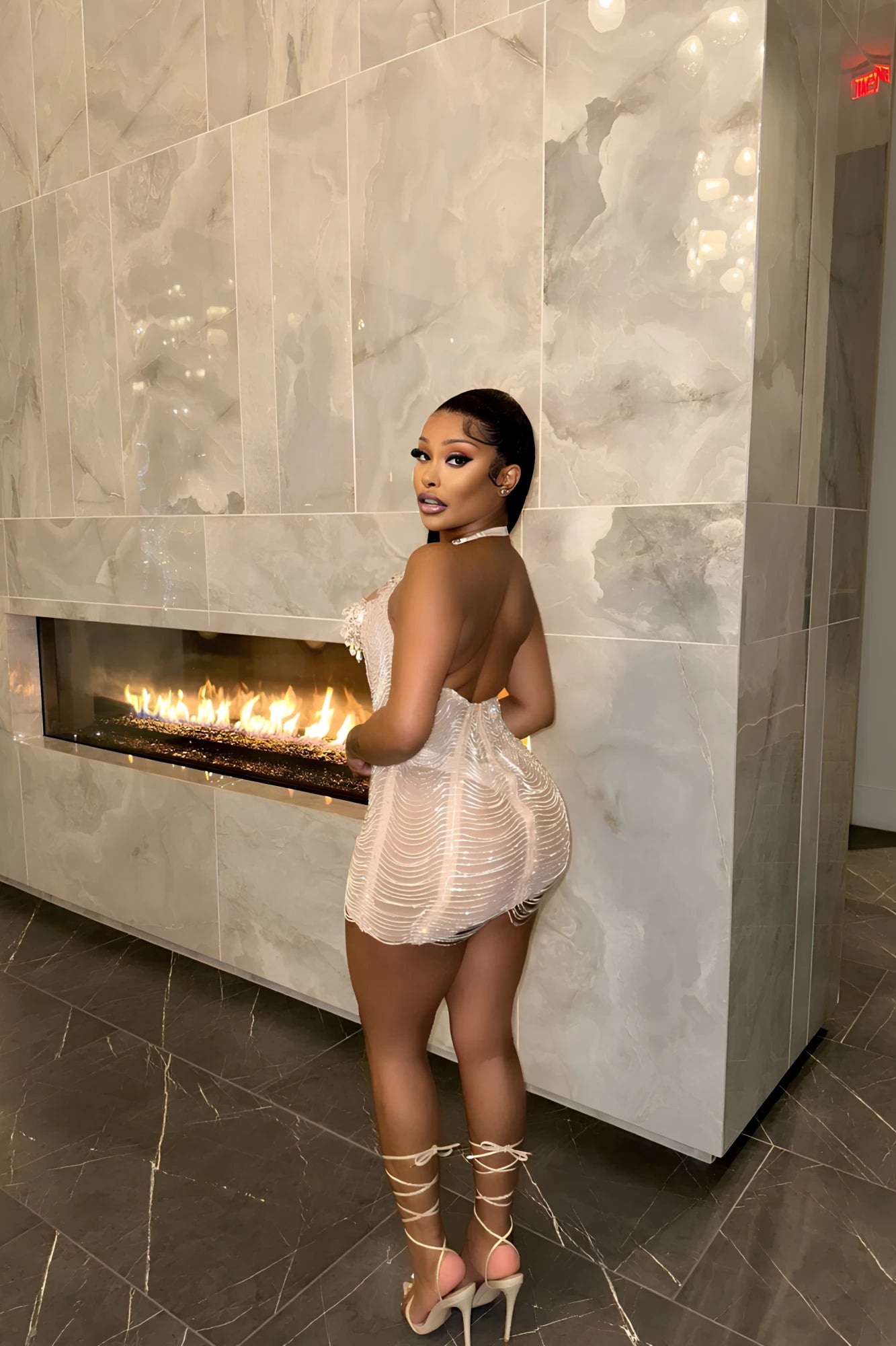 Radiance Crystal Halter Mini Dress
