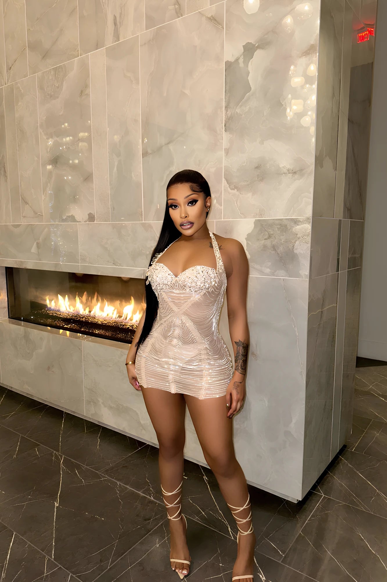 Radiance Crystal Halter Mini Dress