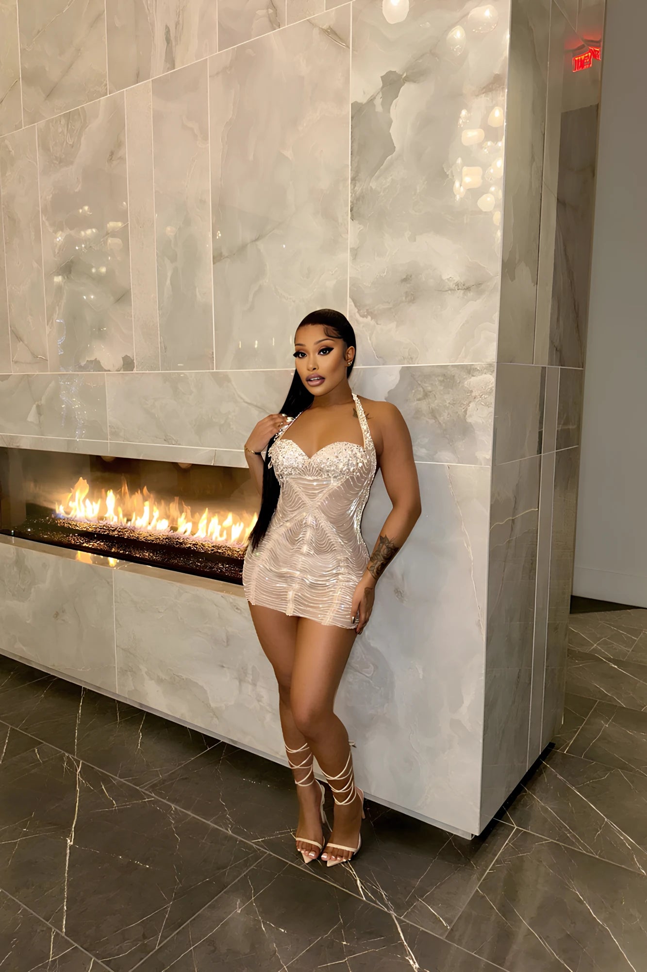 Radiance Crystal Halter Mini Dress