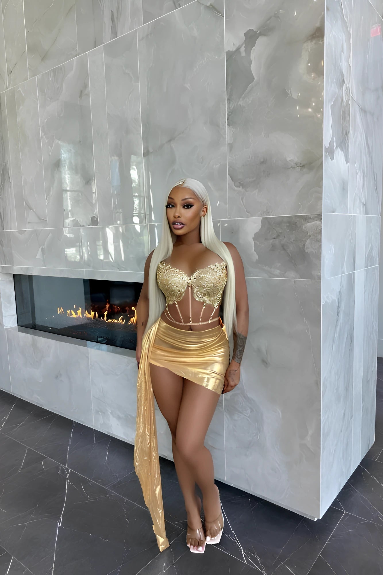 Gold Embellished Dress
